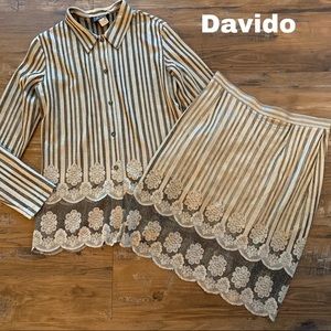Davido Skirt Set Outfit Top Size 8 EUC
